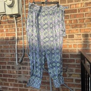 Free people blue/purple pattern pants size medium